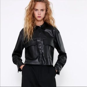 Zara Faux Leather Shirt with Pockets